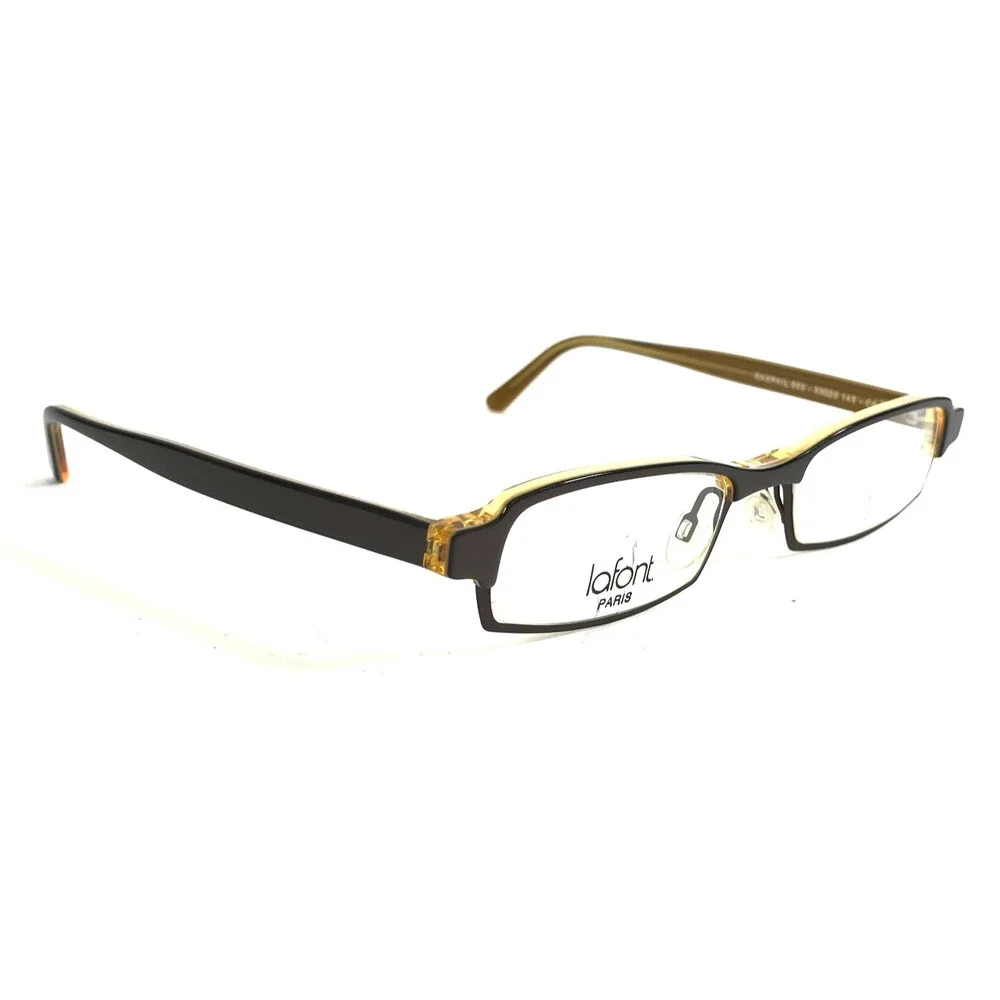 Jean Lafont Eyeglasses Frames RASPAIL 503 Dark Brown Yellow Rectangle 50-20-145